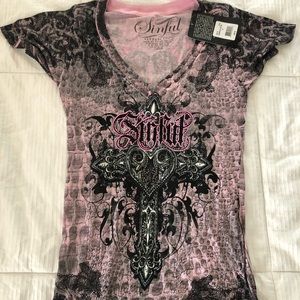 Affliction/Sinful womens top
